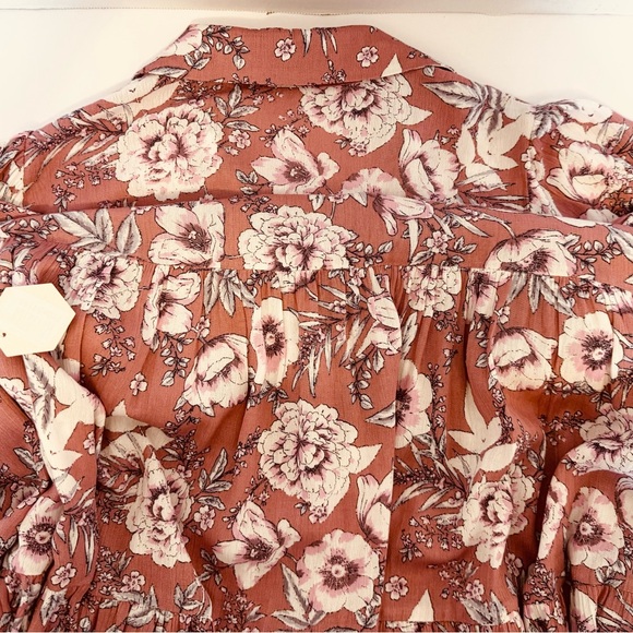 Easel Women's Baby Doll Flowy Dress Small Pink Taupe Color Button Front Ruffle - Picture 12 of 16